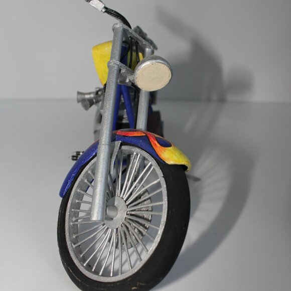 Hand Made Prisoner Art Intricate Motorcycle Made From Paper, Toothpicks 10"L - Picture 2 of 12